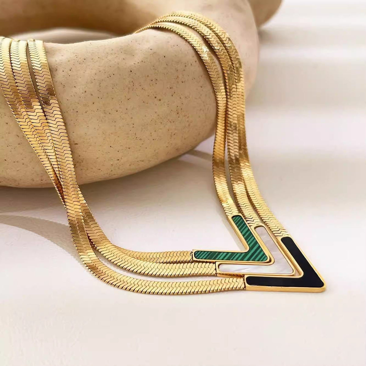 V-Shape Herringbone Chain Necklace
