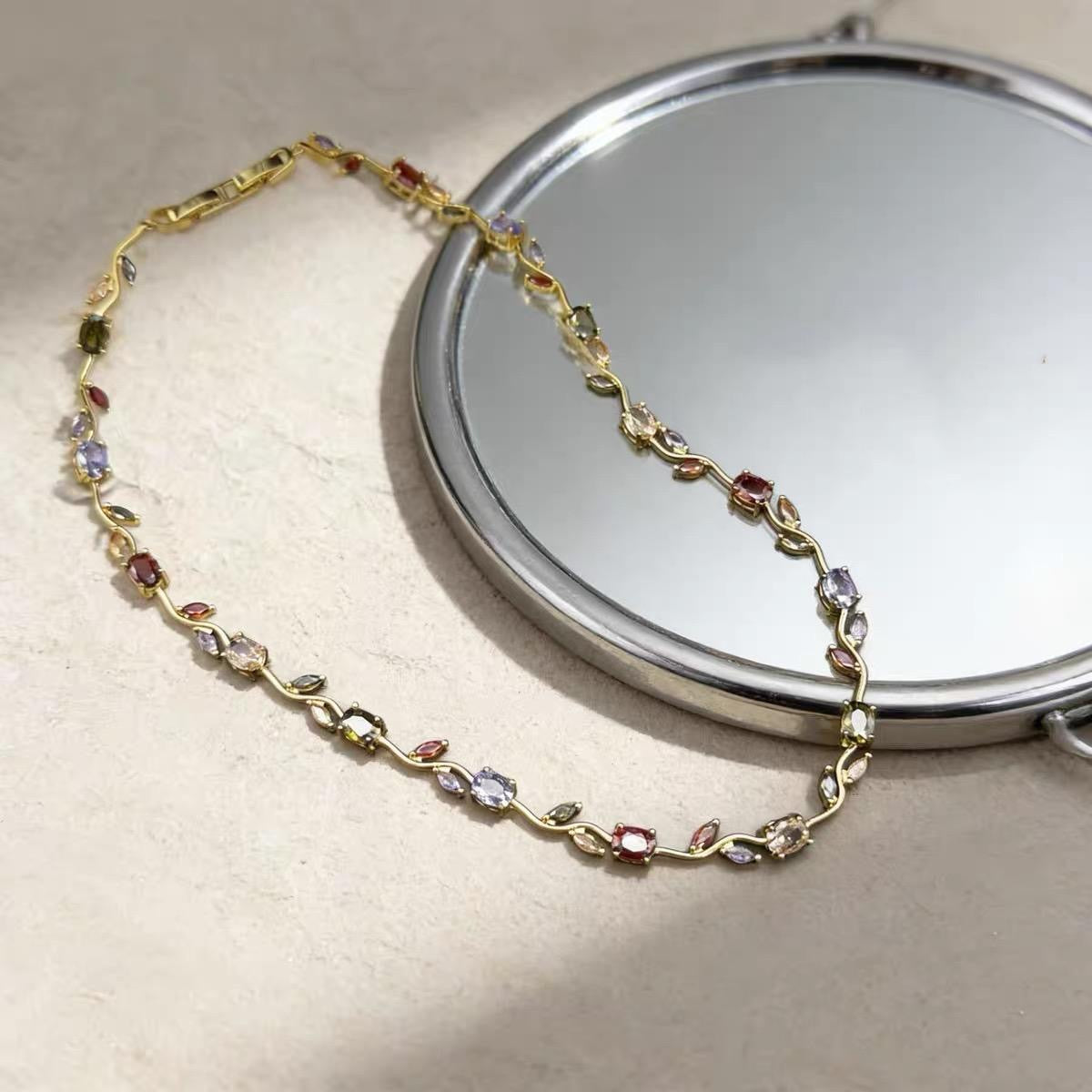 Elegant Crystal Branch Jewelry Set | Waterproof Stainless Steel Necklace & Bracelet