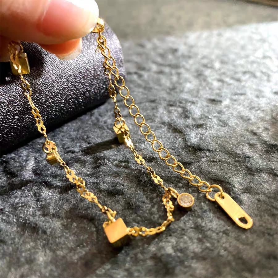Women's Elegant Gold Toned Daily Wear Sleek Chain Bracelet