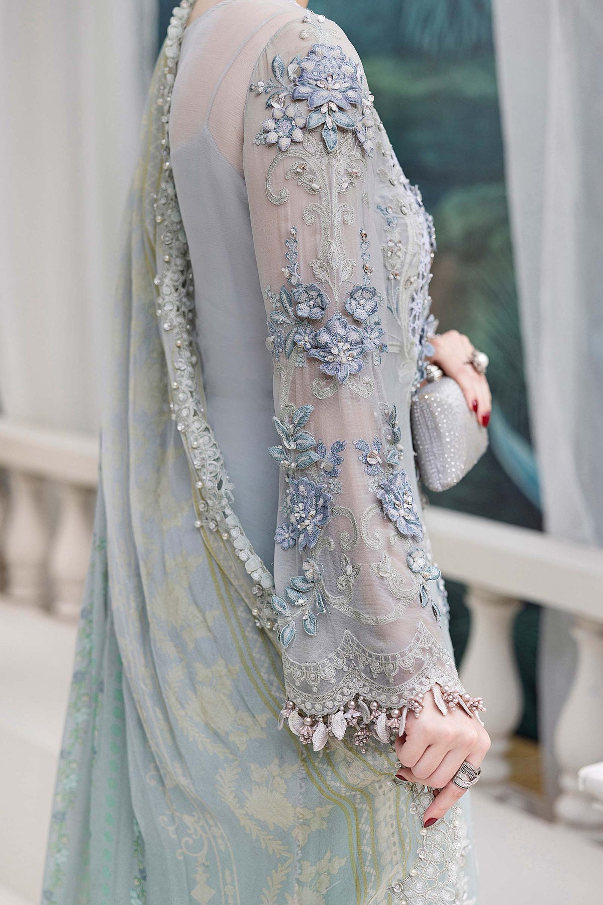 Maria B Embroidered Luxury Chiffon Unstitched 3Pc Suit MPC-25-108 NOOR E RIVAJ