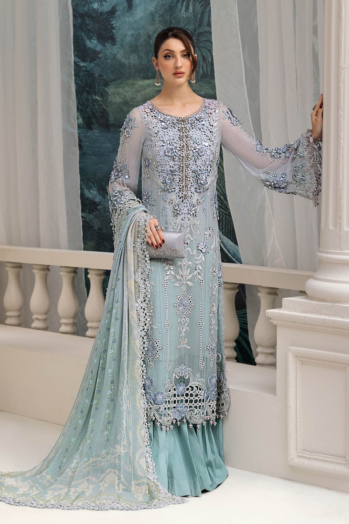 Maria B Embroidered Luxury Chiffon Unstitched 3Pc Suit MPC-25-108