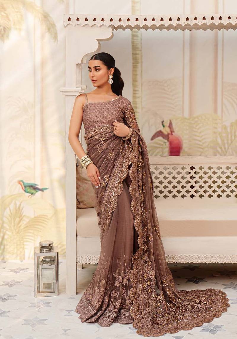 Zarqash Nora – Hand Embellished Net Saree for Weddings | Embroidered Bridal Wear | Festive ’24 Collection NOOR E RIVAJ