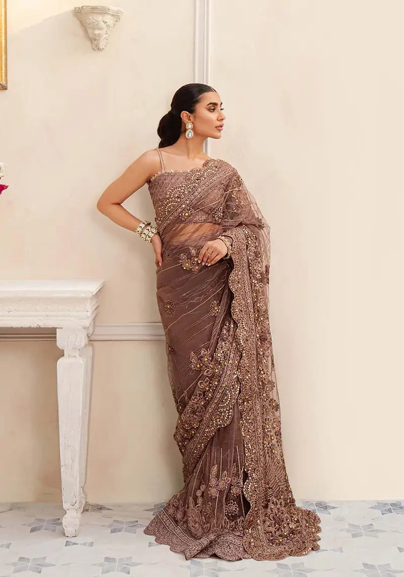Zarqash Nora – Hand Embellished Net Saree for Weddings | Embroidered Bridal Wear | Festive ’24 Collection