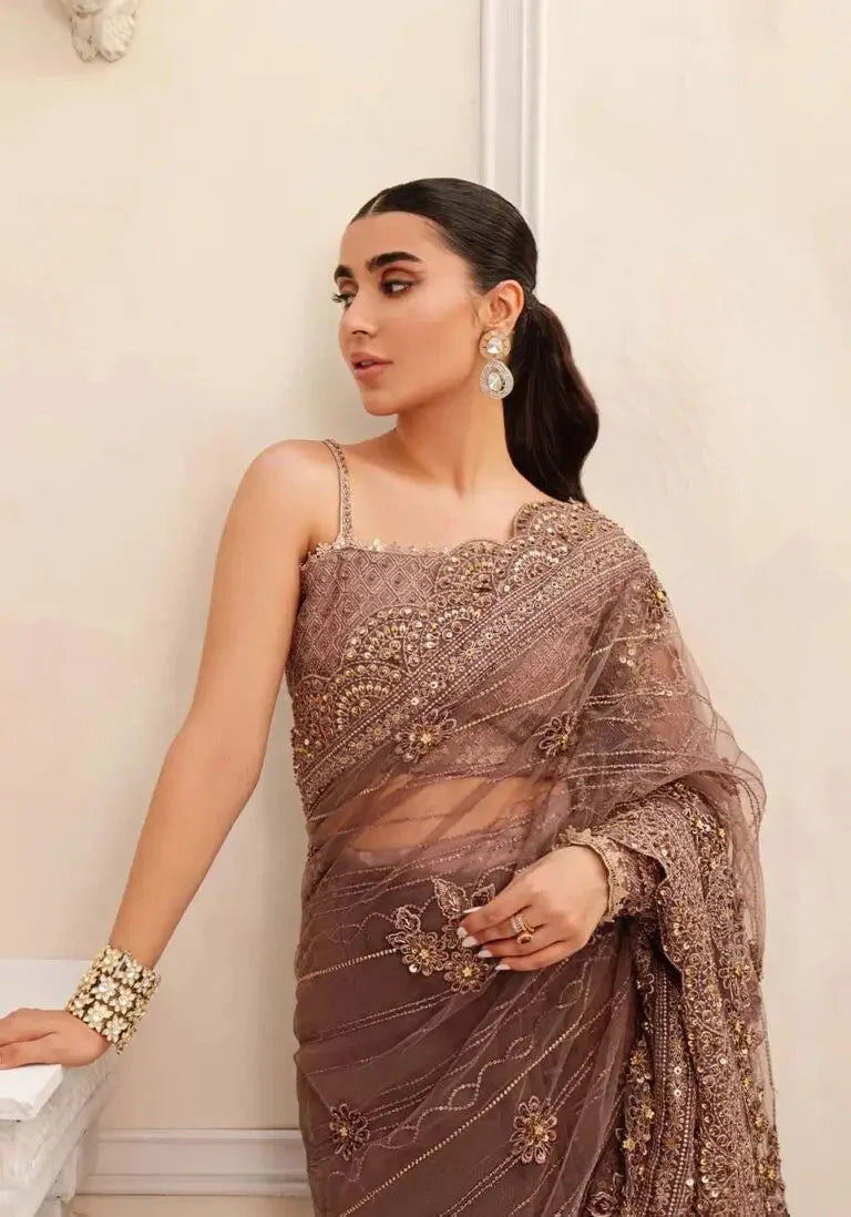 Zarqash Nora – Hand Embellished Net Saree for Weddings | Embroidered Bridal Wear | Festive ’24 Collection NOOR E RIVAJ