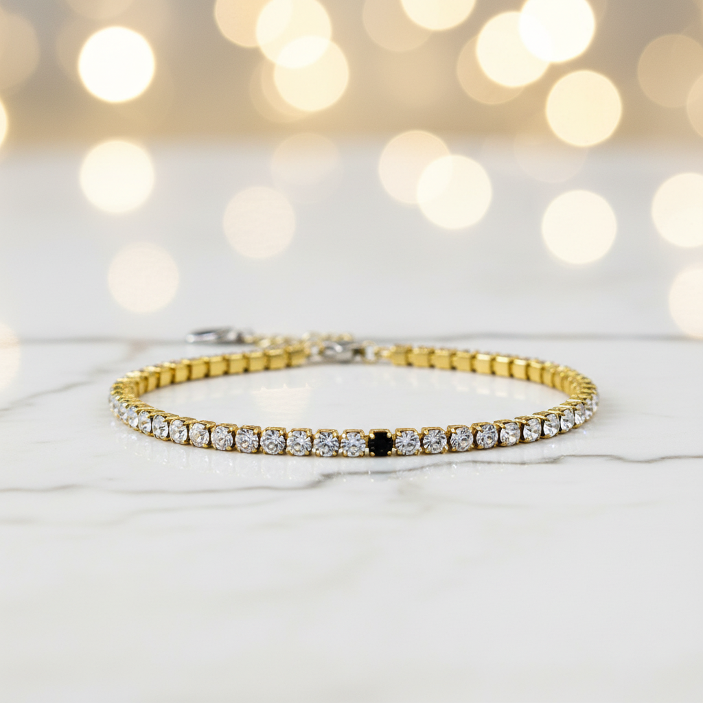 Rhinestone Tennis Bracelet โ Stainless Steel