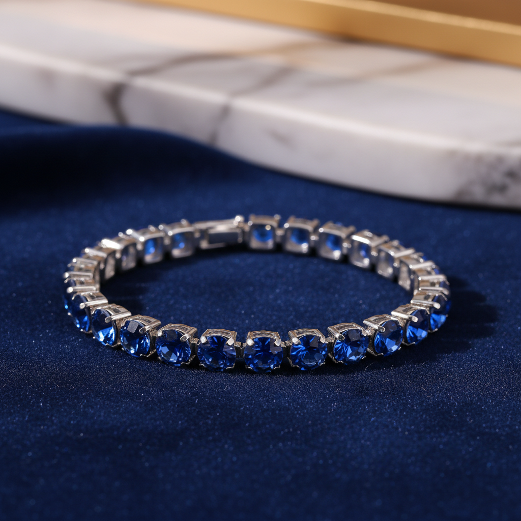 Rhinestone Tennis Bracelet โ Stainless Steel