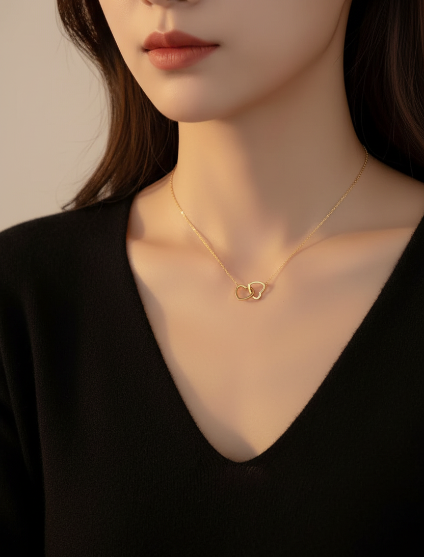 Double Heart Interlocking Necklace