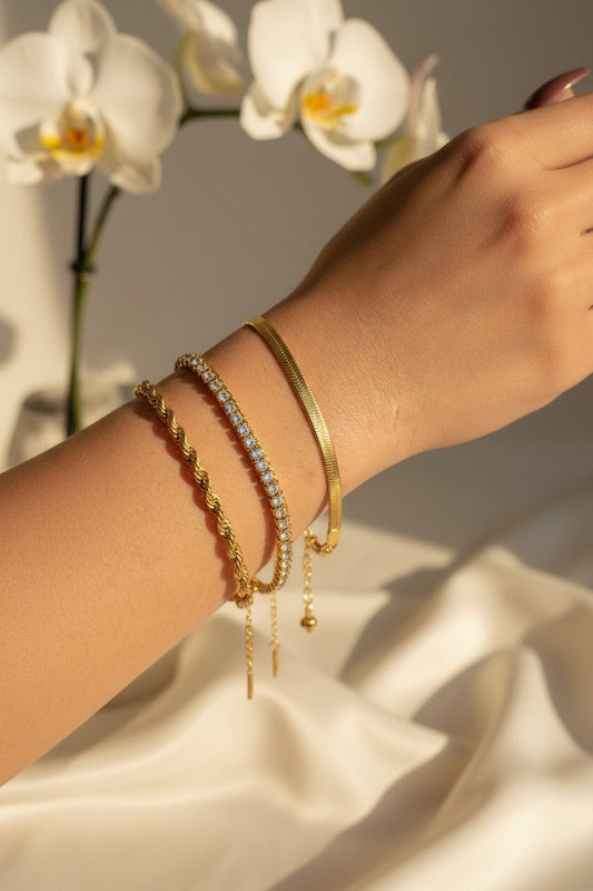 Luxury Layered Tennis & Rope Chain Bracelet Set