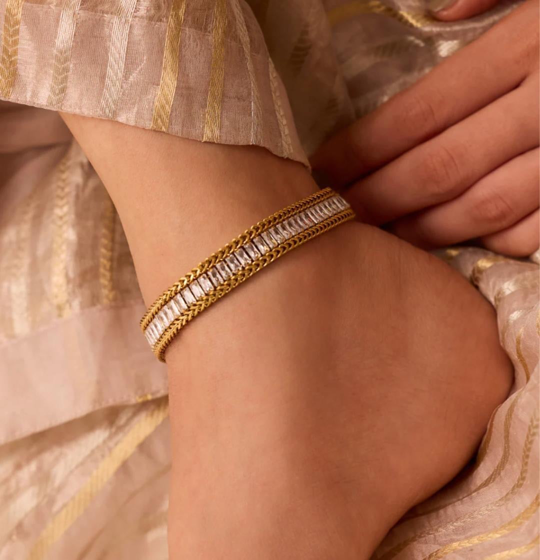 in-1 Luxury Zirconia Bracelet & Anklet (Payal) | Gold Plated