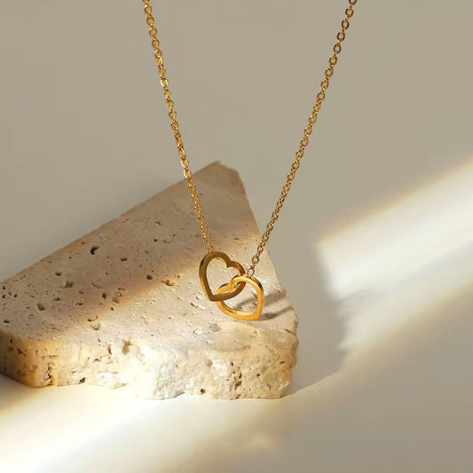 Double Heart Interlocking Necklace