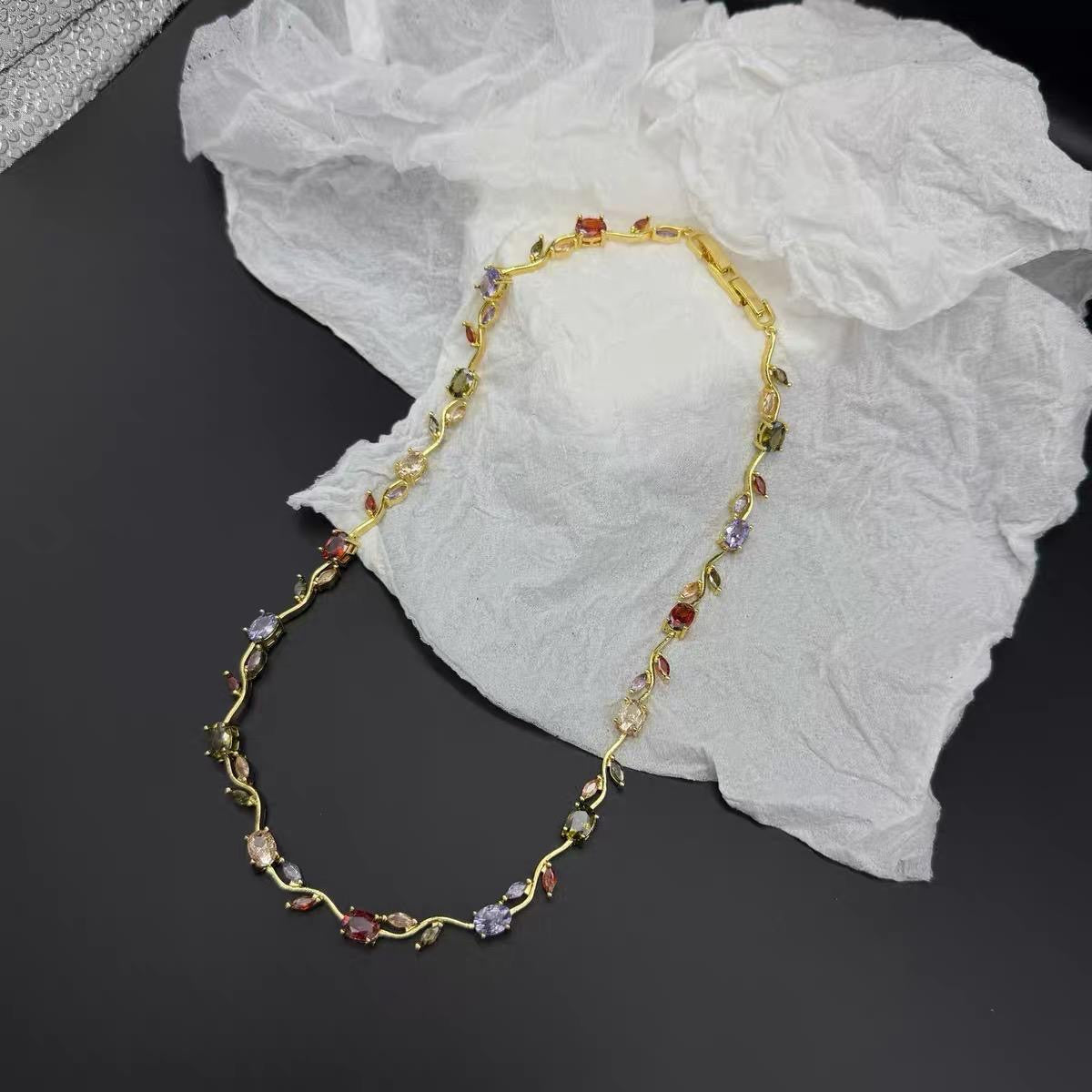 Elegant Crystal Branch Jewelry Set | Waterproof Stainless Steel Necklace & Bracelet