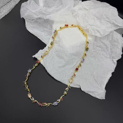 Elegant Crystal Branch Jewelry Set | Waterproof Stainless Steel Necklace & Bracelet