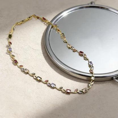 Elegant Crystal Branch Jewelry Set | Waterproof Stainless Steel Necklace & Bracelet