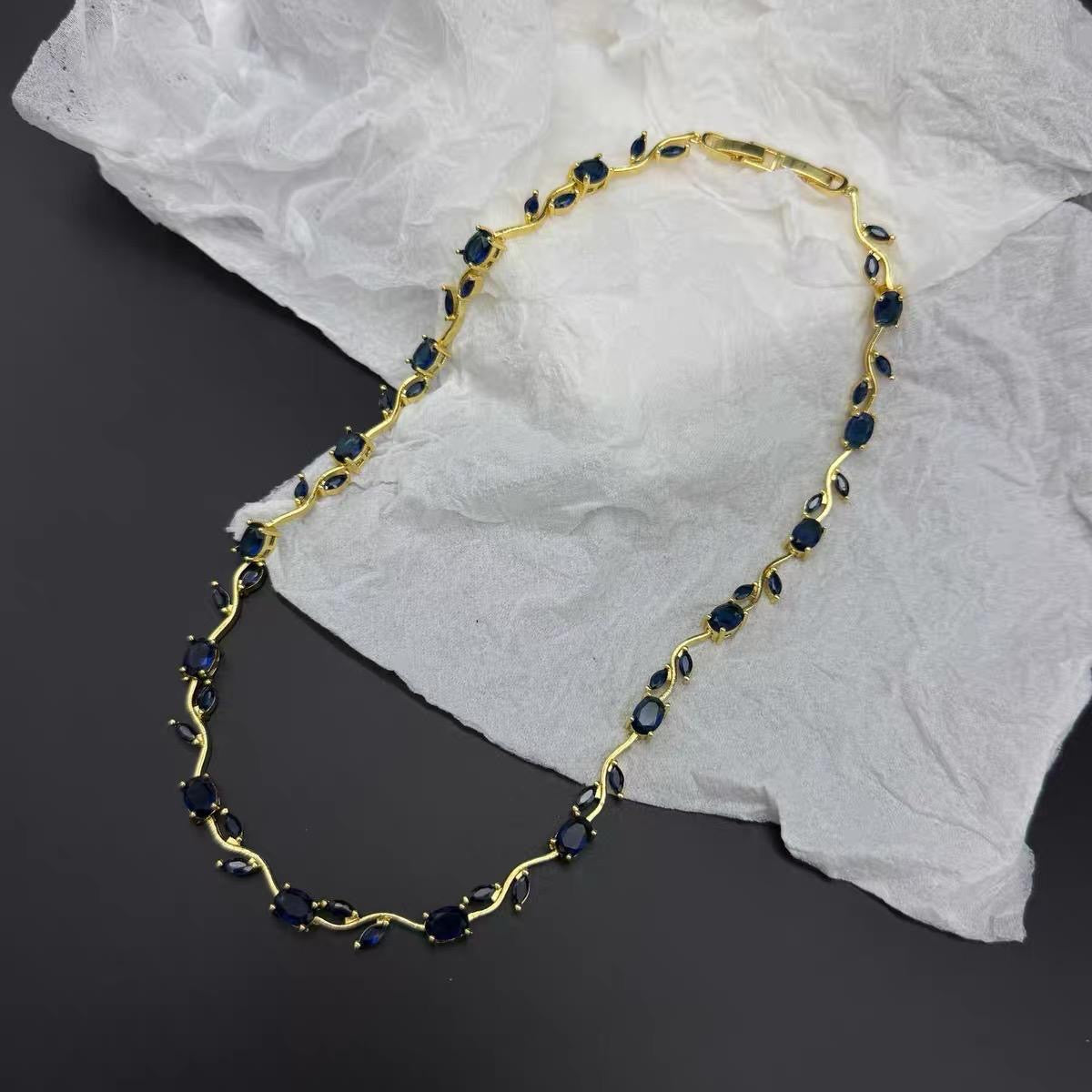 Elegant Crystal Branch Jewelry Set | Waterproof Stainless Steel Necklace & Bracelet