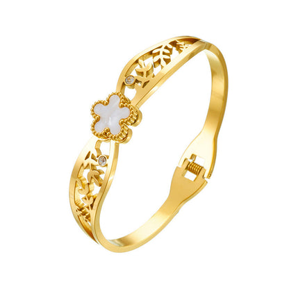 Women's Premium Gold Floral Cuff Bracelet | Anti-Tarnish Daily Luxury