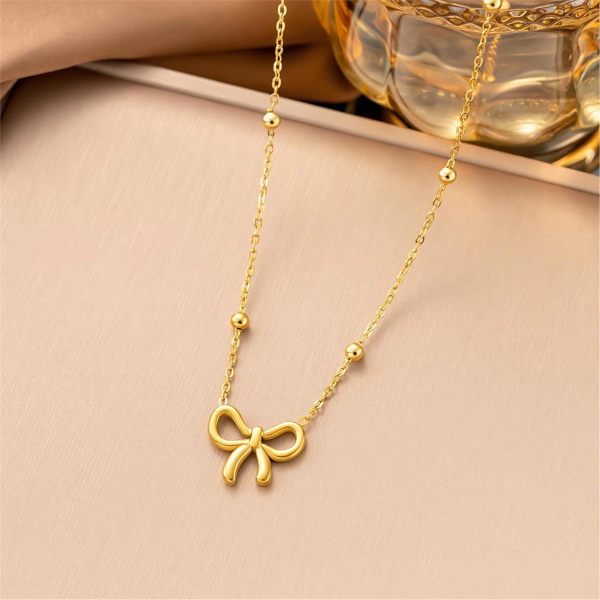 Bow Charm Satellite Chain Necklace | Gold & Silver
