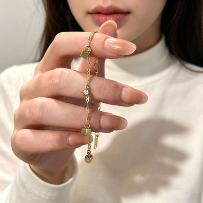 Women's Elegant Gold Toned Daily Wear Sleek Chain Bracelet