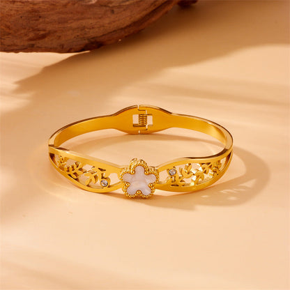 Women's Premium Gold Floral Cuff Bracelet | Anti-Tarnish Daily Luxury