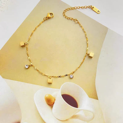 Women's Elegant Gold Toned Daily Wear Sleek Chain Bracelet