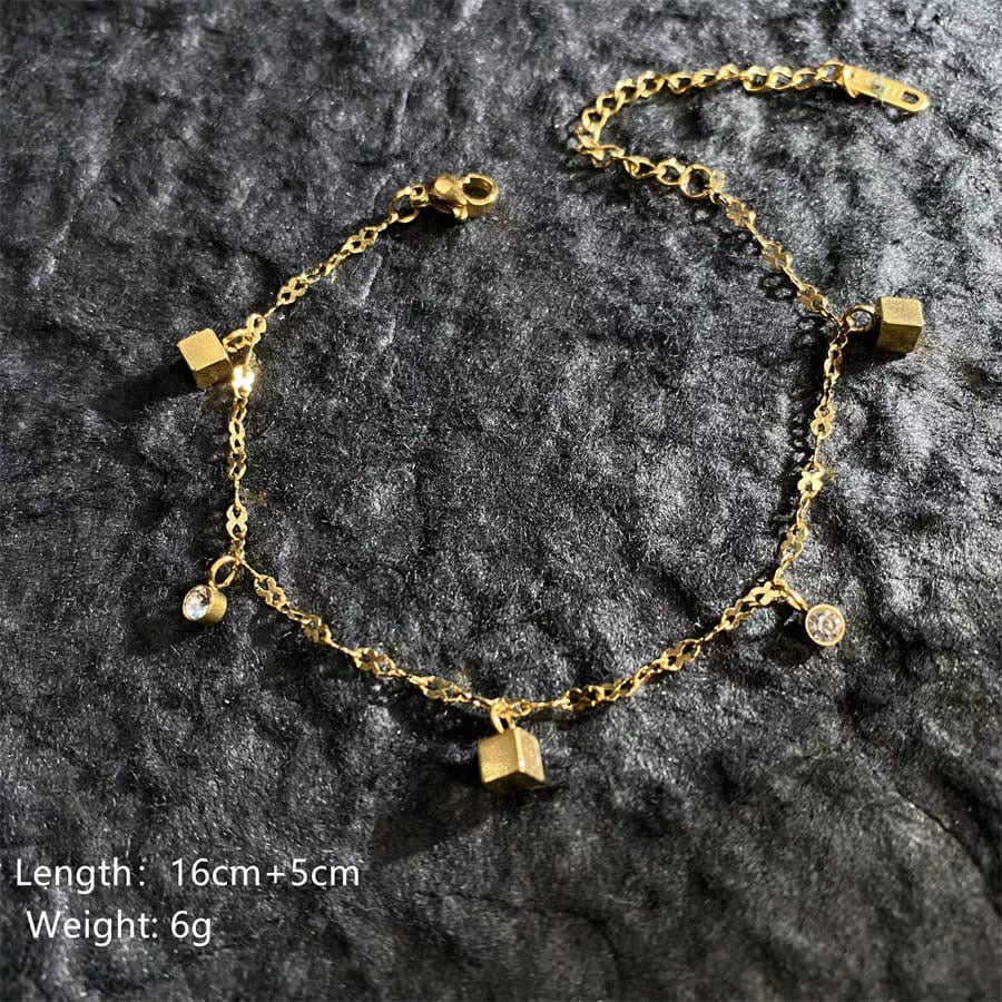 Women's Elegant Gold Toned Daily Wear Sleek Chain Bracelet
