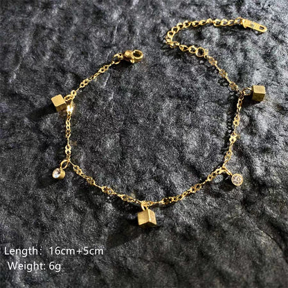 Women's Elegant Gold Toned Daily Wear Sleek Chain Bracelet