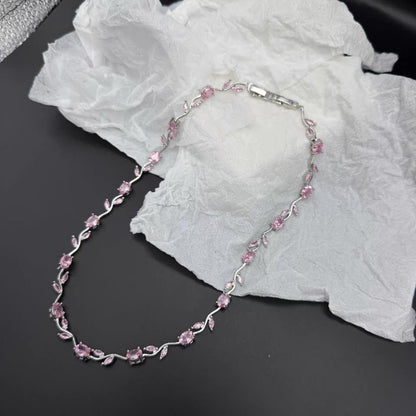 Elegant Crystal Branch Jewelry Set | Waterproof Stainless Steel Necklace & Bracelet
