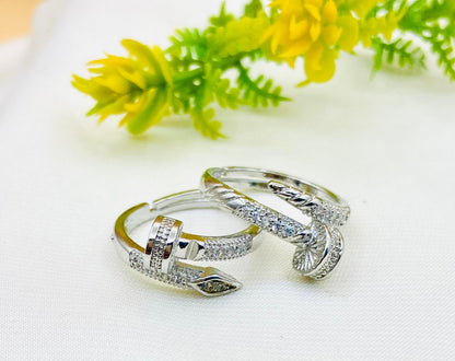 Gold and Silver Nail Wrap Ring together