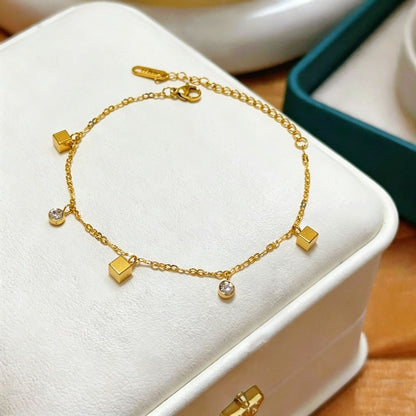 Women's Elegant Gold Toned Daily Wear Sleek Chain Bracelet