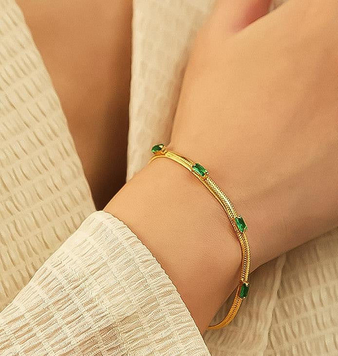 Emerald Herringbone Bracelet