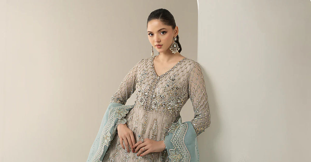 3 Piece Embroidered Net Suit | BDS-3002 |MARIA.B