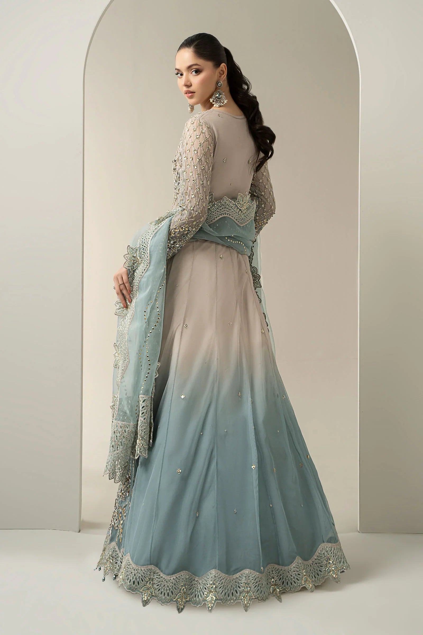 3 Piece Embroidered Net Suit | BDS-3002 |MARIA.B