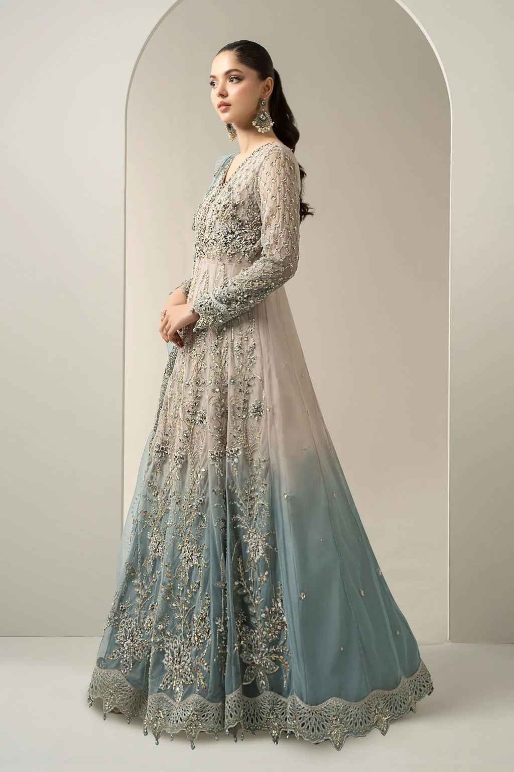 3 Piece Embroidered Net Suit | BDS-3002 |MARIA.B