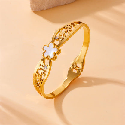 Women's Premium Gold Floral Cuff Bracelet | Anti-Tarnish Daily Luxury