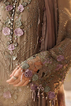 3 Piece Unstitched Embroidered Chiffon Suit In Stock BARCODE:MPC-26-102-Muted Mocha Brown
