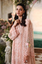 3 Piece Unstitched Embroidered Chiffon Suit:MPC-26-104-Peach Pink