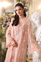 3 Piece Unstitched Embroidered Chiffon Suit:MPC-26-104-Peach Pink
