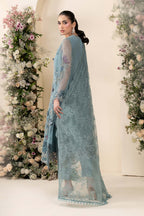 3 Piece Embroidered Chiffon Suit MCS-26-106-Slate Blue-Small