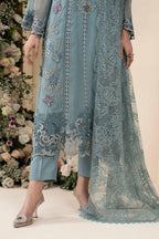 3 Piece Embroidered Chiffon Suit MCS-26-106-Slate Blue-Small