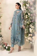 3 Piece Embroidered Chiffon Suit MCS-26-106-Slate Blue-Small
