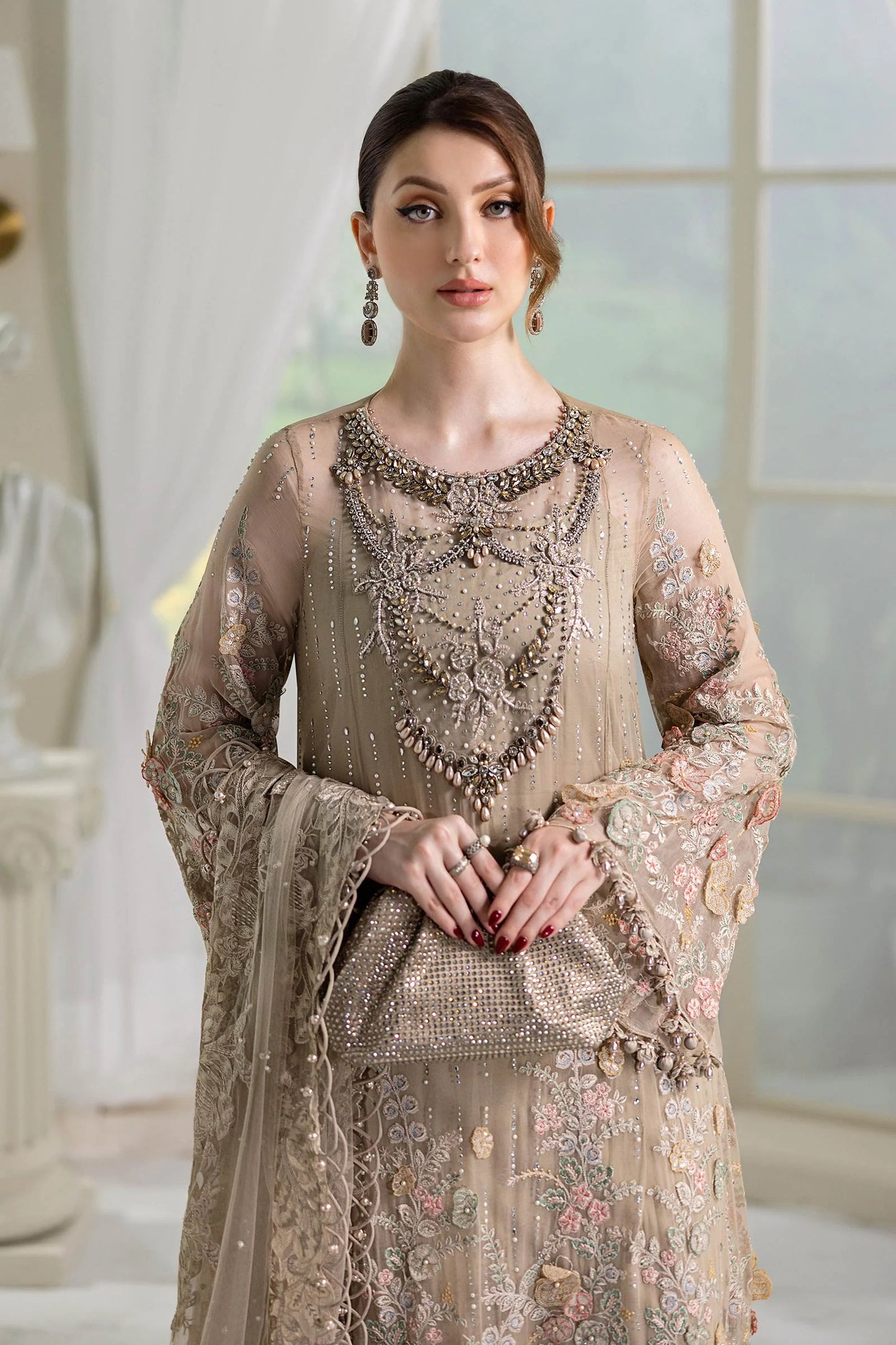 3 Piece Unstitched Embroidered Chiffon Suit | MPC-25-107