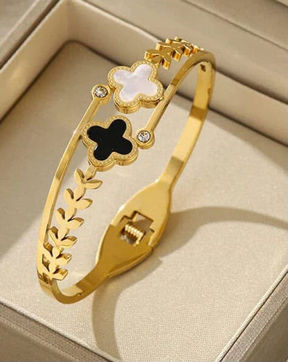 Clover Flower Bangle – 18K Gold Plated Luxury Cuff Bracelet