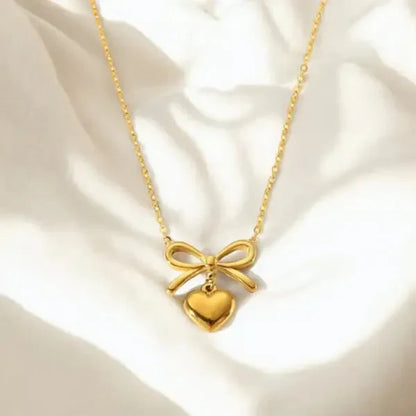 Bow And Heart Gold plated Women Necklace