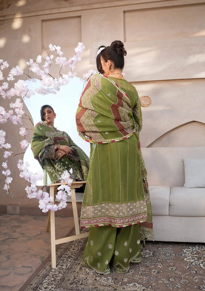 ELAF Premium Celebrations Embroidered Organza Unstitched 3Pc Sui NOOR E RIVAJ