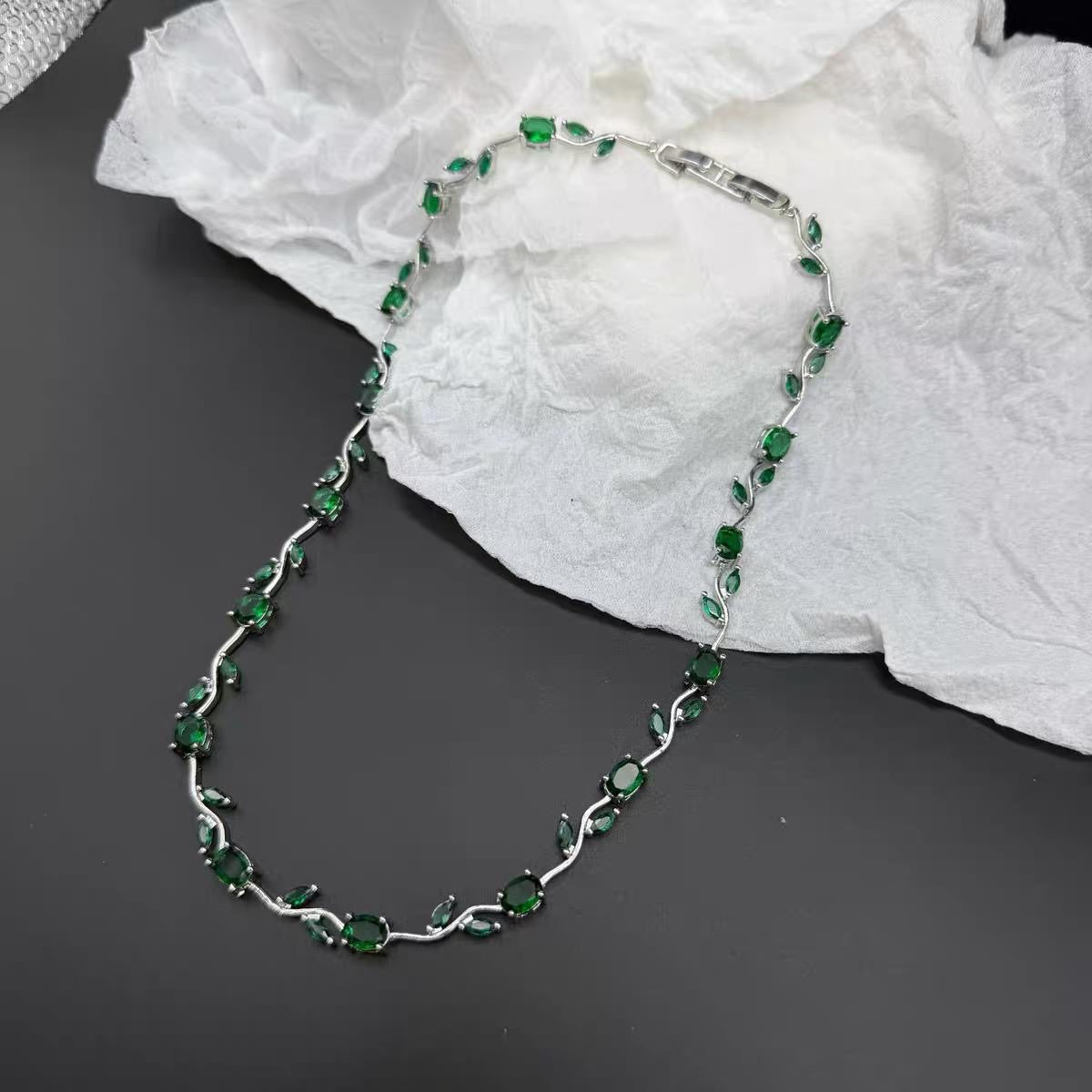 Elegant Crystal Branch Jewelry Set | Waterproof Stainless Steel Necklace & Bracelet