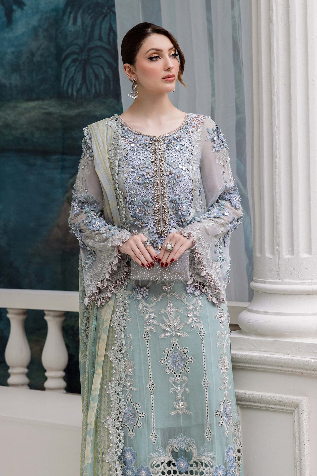 Maria B Embroidered Luxury Chiffon Unstitched 3Pc Suit MPC-25-108