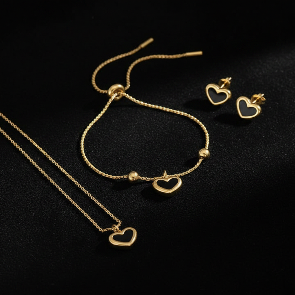 Black Heart Jewelry Set