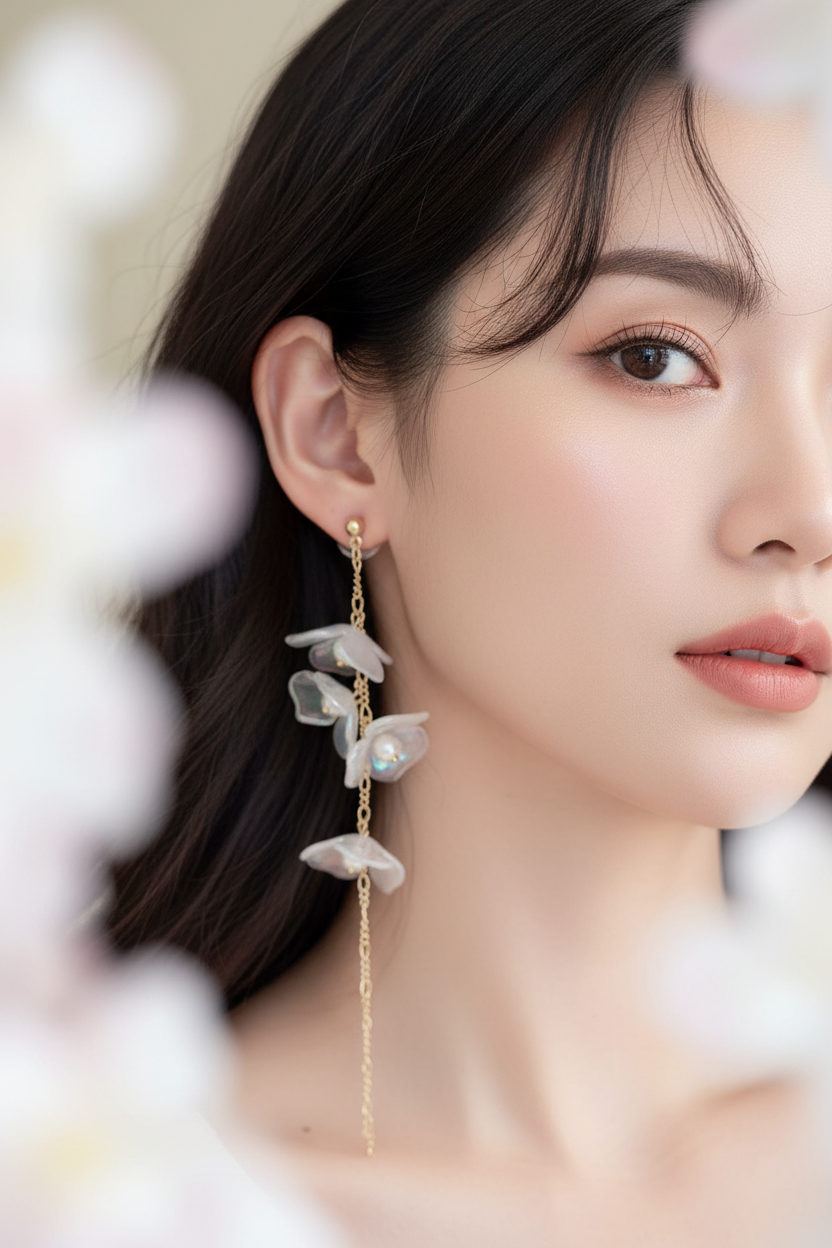 Floral Earrings Model Shot
