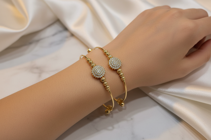 Gold Heart Bangle — Elegant Wrist Shot