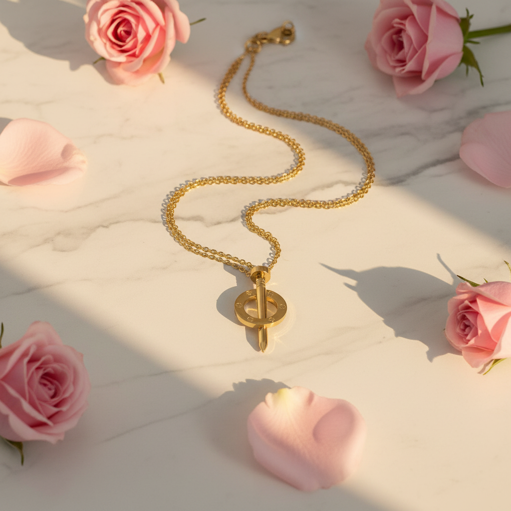Gold Nail Ring Pendant Necklace 💛