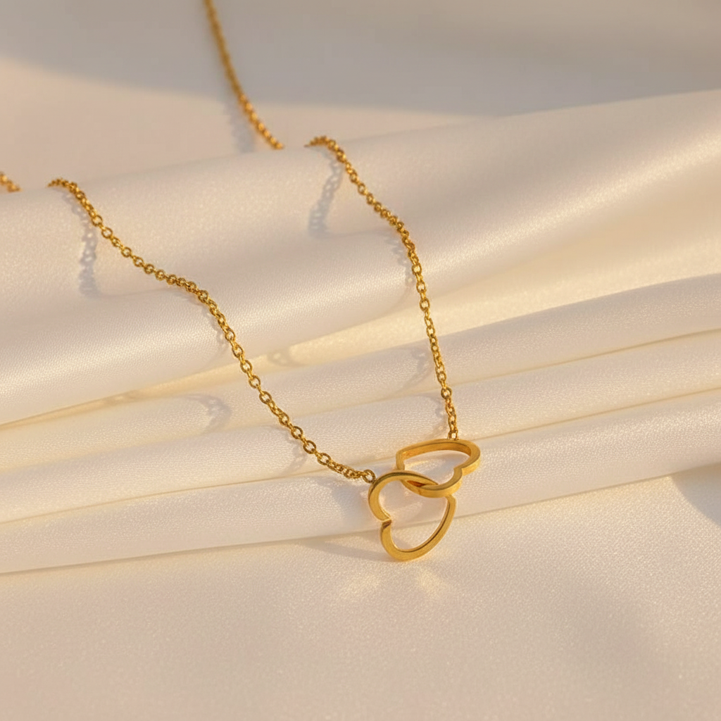 Double Heart Interlocking Necklace